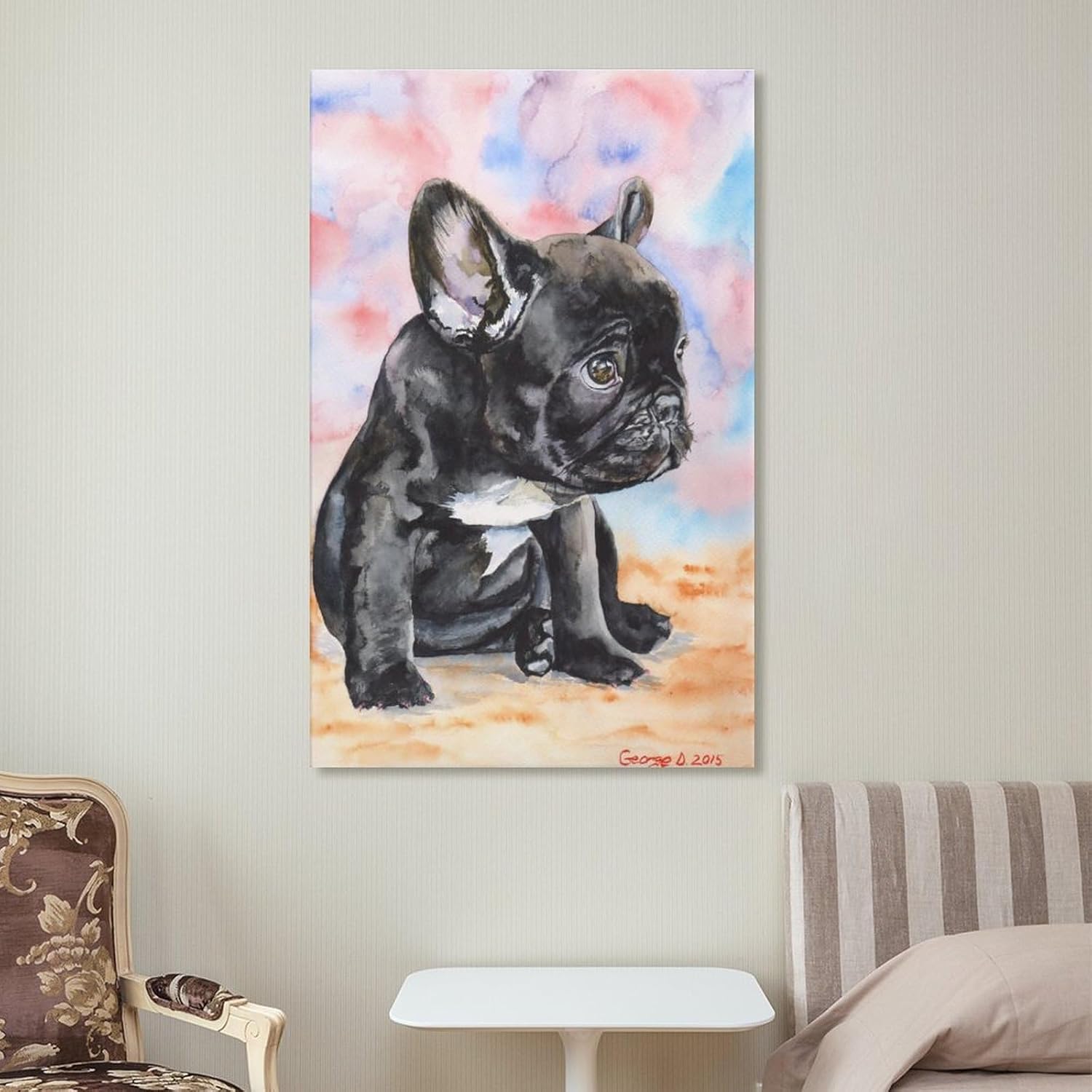 フレンチ・ブルドッグの絵画ポスター アートパネル ポスター